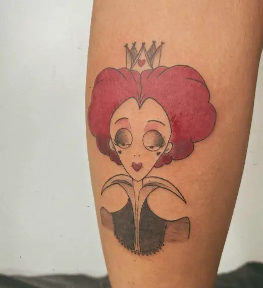 Red Hair Queen of Hearts Tattoo