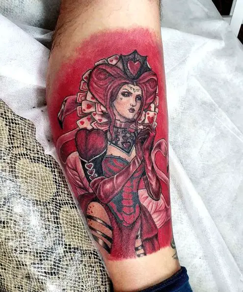 Red Queen Leg Tattoo Piece
