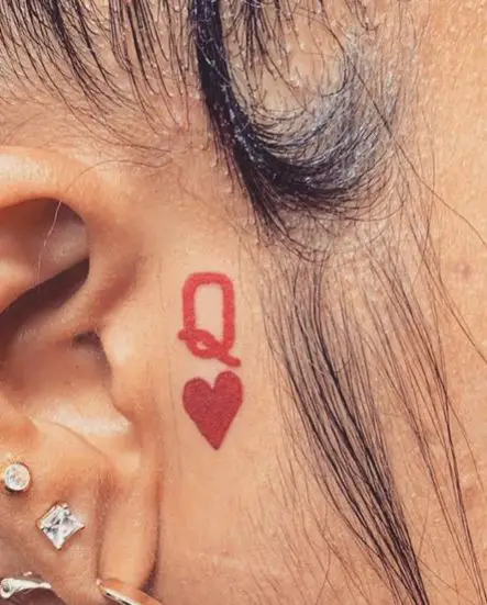 Red Queen of Hearts Face Tattoo