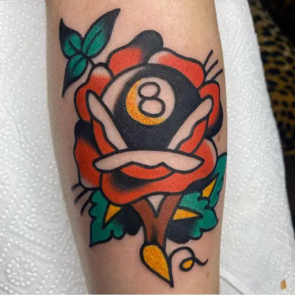 Rose and 8 Ball Tattoo Piece