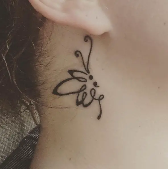 Semicolon Butterfly Ear Tattoo Piece