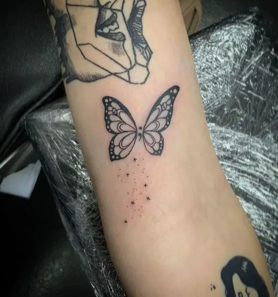 Semicolon Butterfly Tattoo Piece