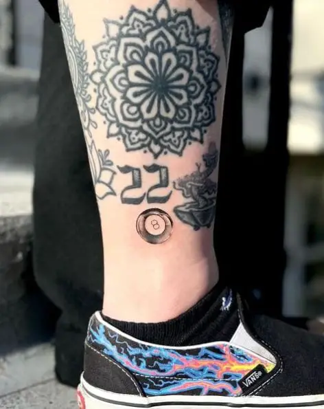 Simple 8 Ball Ankle Tattoo