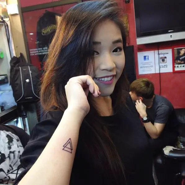 Simple Double Triangle Hand Tattoo
