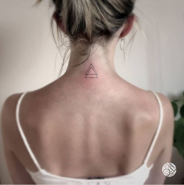 Simple Double Triangle Neck Tattoo