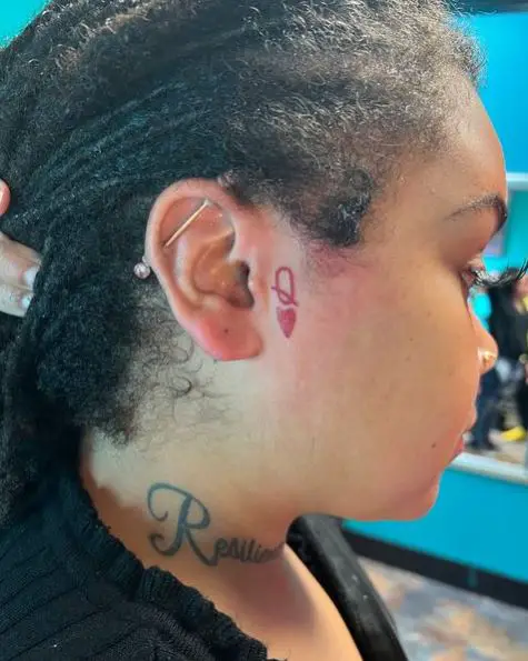 Simple Face Tattoo of Queen of Hearts