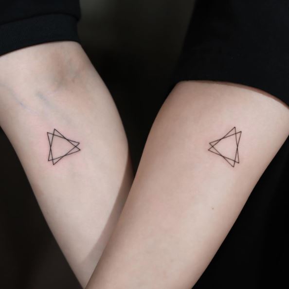 Simple Line Double Triangle Forearm Tattoo