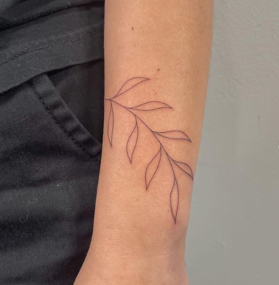 Simple Line Leaves Tattoo