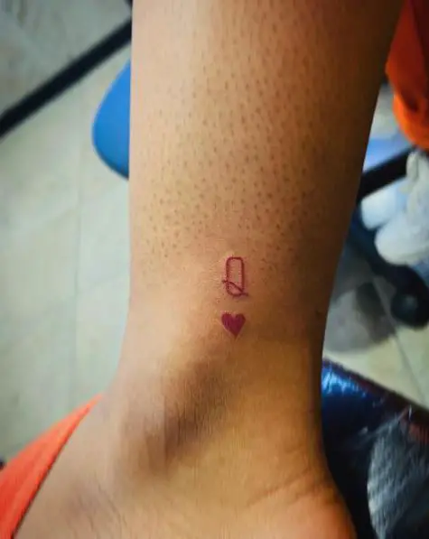 Simple Mini Queen of Hearts Tattoo