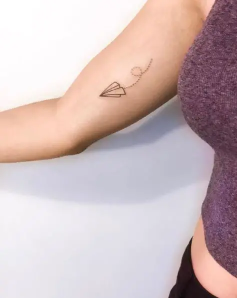 Simple Paper Plane Arm Tattoo