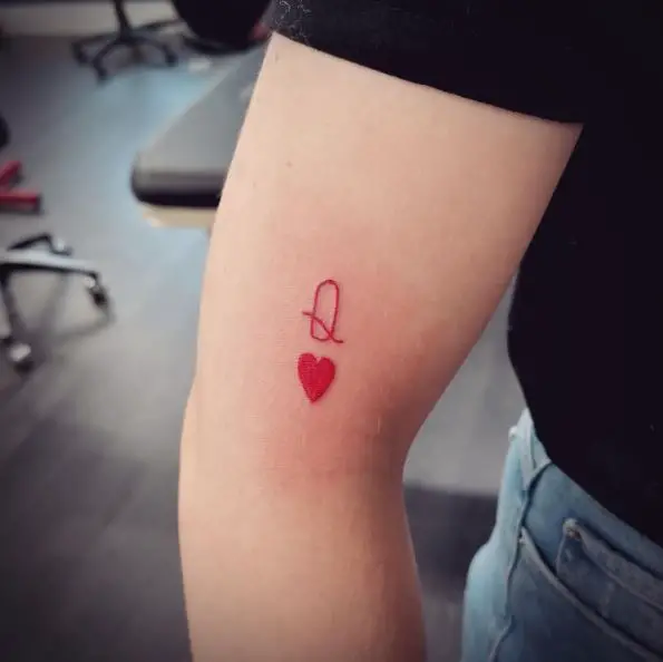 Simple Queen and Heart Arm Tattoo