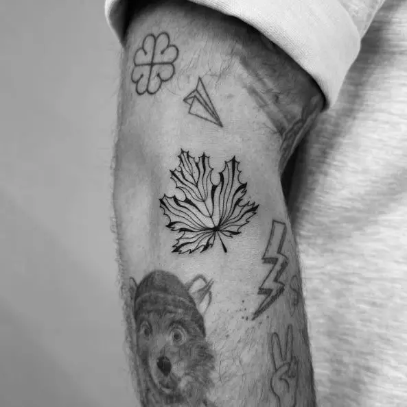 Single Maple Leaf Tattoo