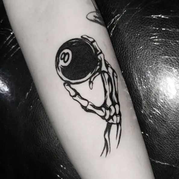 Skull Hand and with 8 Ball Tattoo