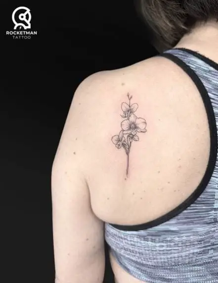 Small Orchid Shoulder Tattoo