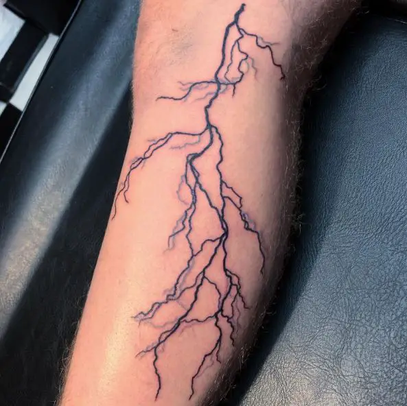 Streaked Lightning Bolt Leg Tattoo