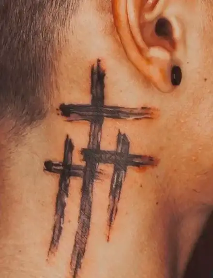 Stroke Brush Style Three Cross Tattoo