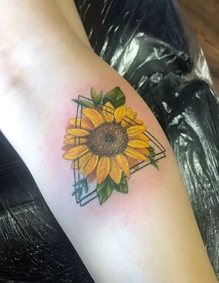 Sunflower and Double Triangle Tattoo Piece