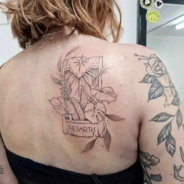 Tarot Card and Leaves Tattoo