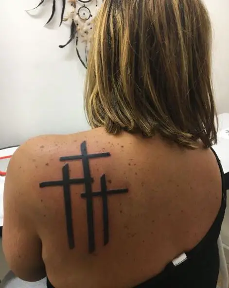 Three Black Latin Cross Tattoo