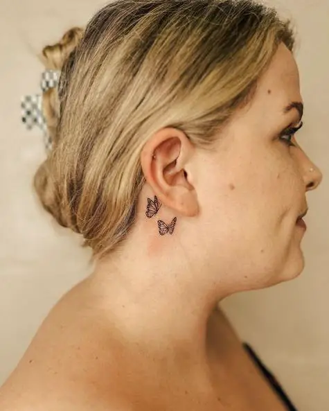 Tiny Butterflies Ear Tattoo Piece