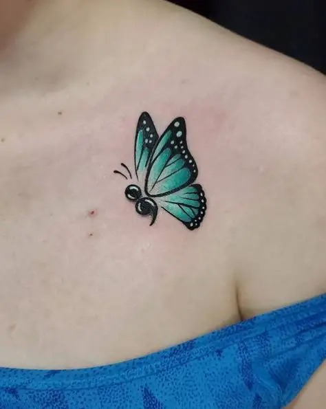 Turquoise Semicolon Butterfly Tattoo