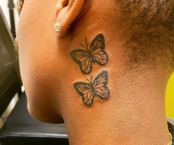 Twin Butterfly Ear Tattoo Piece