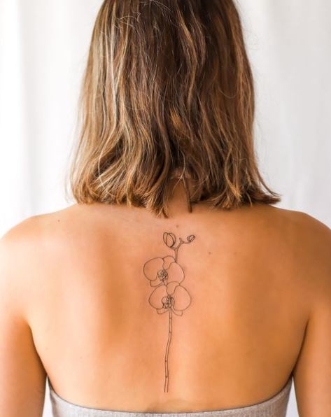 Twin Orchid Flower Back Tattoo