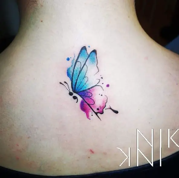 Water Color Semicolon Butterfly Tattoo