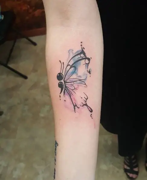 Watercolor Semicolon Butterfly Tattoo