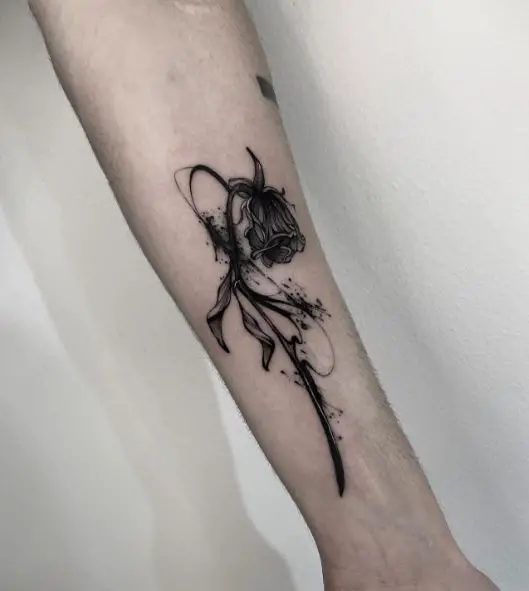Black Dead Rose Forearm Tattoo