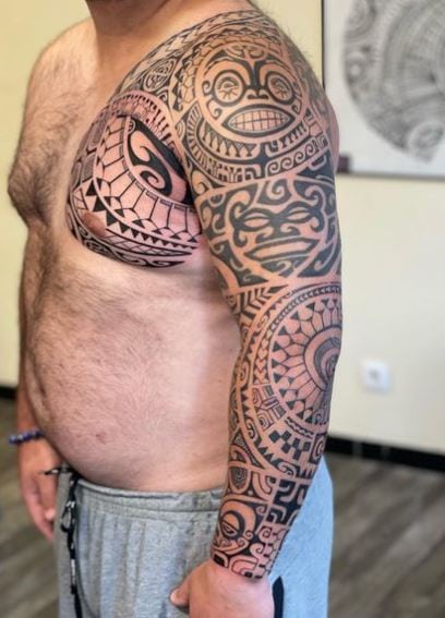 Samoan Ornament Arm Sleeve Tattoo