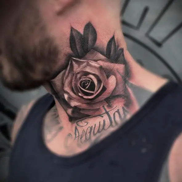 Rose Flower Neck Tattoo