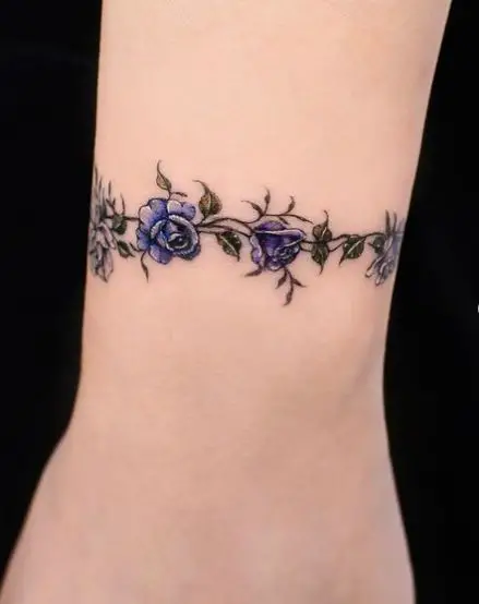 Colorful Flowers Wrist Bracelet Tattoo
