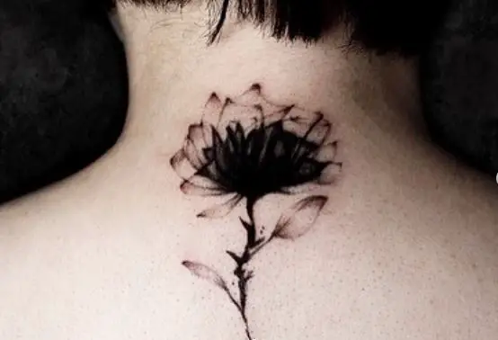 Black and Grey Rose Spine Tattoo