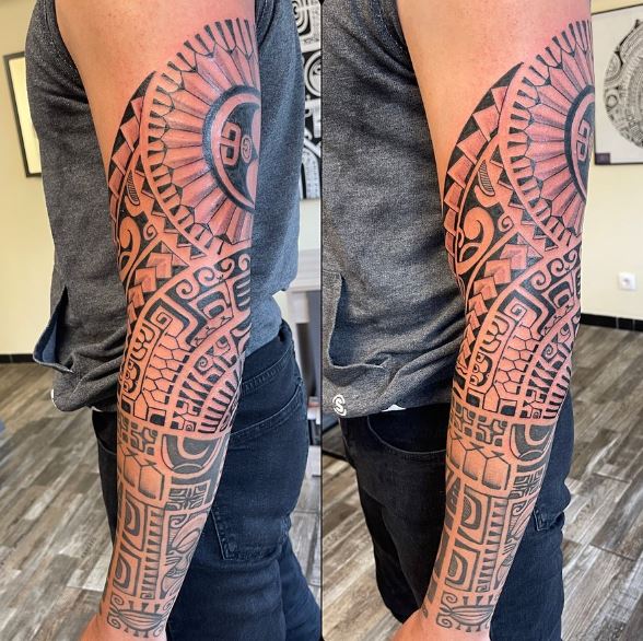 Samoan Symbols Arm Sleeve Tattoo