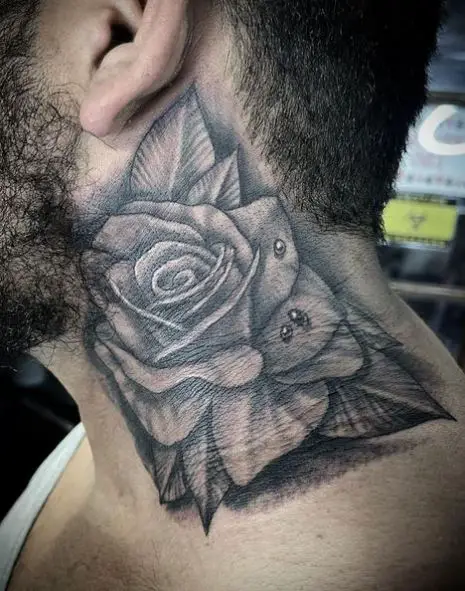 Blossomed Rose Neck Tattoo