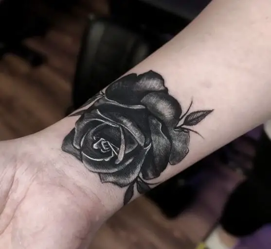 Black Rose Wrist Tattoo