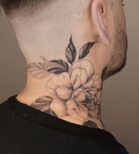 Blossomed Flower Neck Tattoo