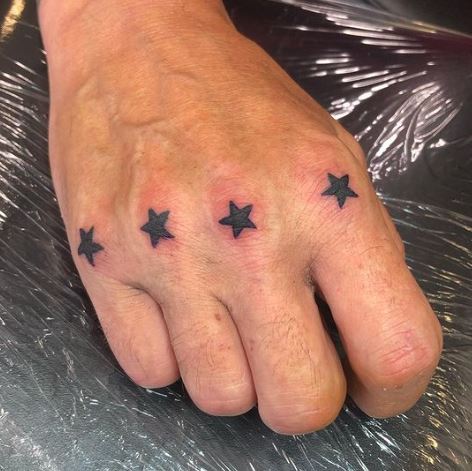 Five Pointed Stars Knuckles Tattoo