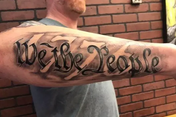 1776 Background We the People Forearm Tattoo