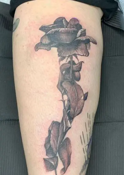 Grey Dead Rose Arm Tattoo