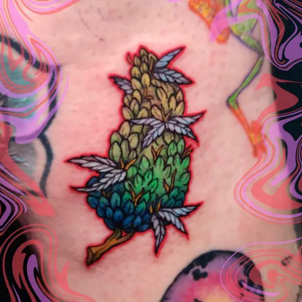Colored Weed Bud Tattoo