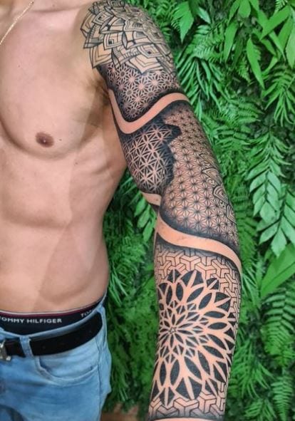 Samoan Mandala Arm Sleeve Tattoo