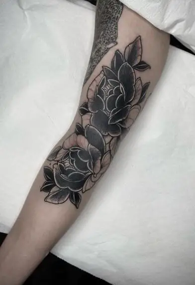 Black and Grey Flowers Arm Tattoo