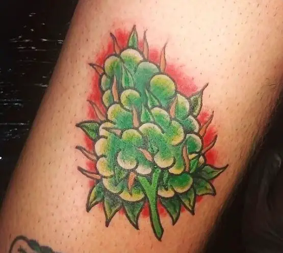 Colored Weed Bud Arm Tattoo