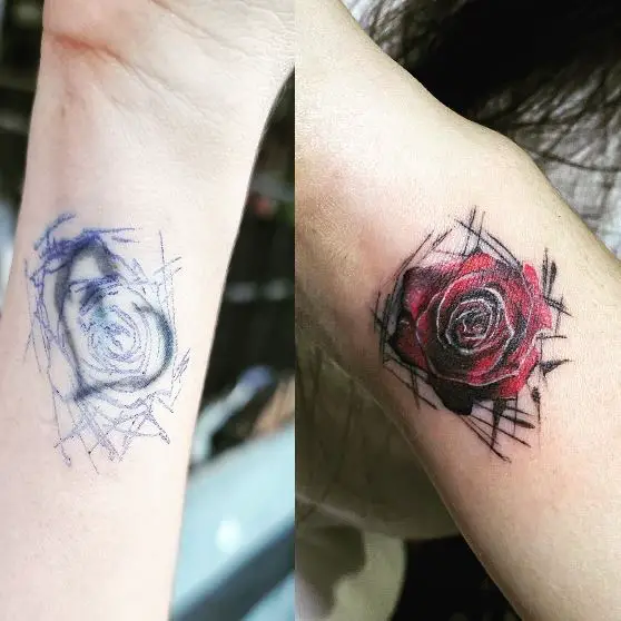 Red Rose Wrist Tattoo