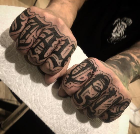 Bold STAY TRUE Knuckles Tattoo