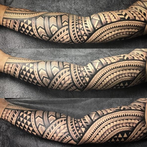 Samoan Tribal Arm Sleeve Tattoo