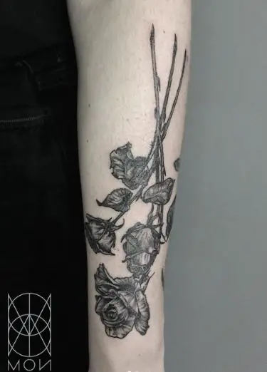 Bouquet of Dead Roses Forearm Tattoo