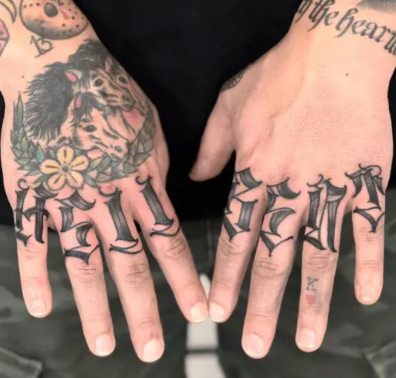 Bold HELL BENT Knuckles Tattoo